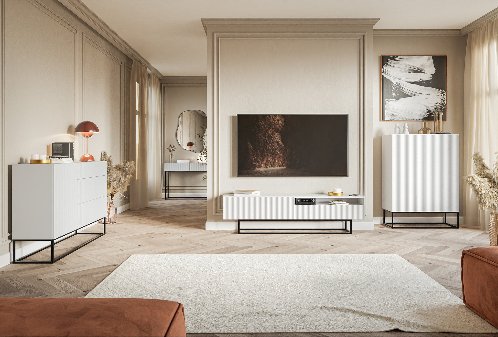 Kumode Velda 90/90/38 cm balts/melns - N1 Home