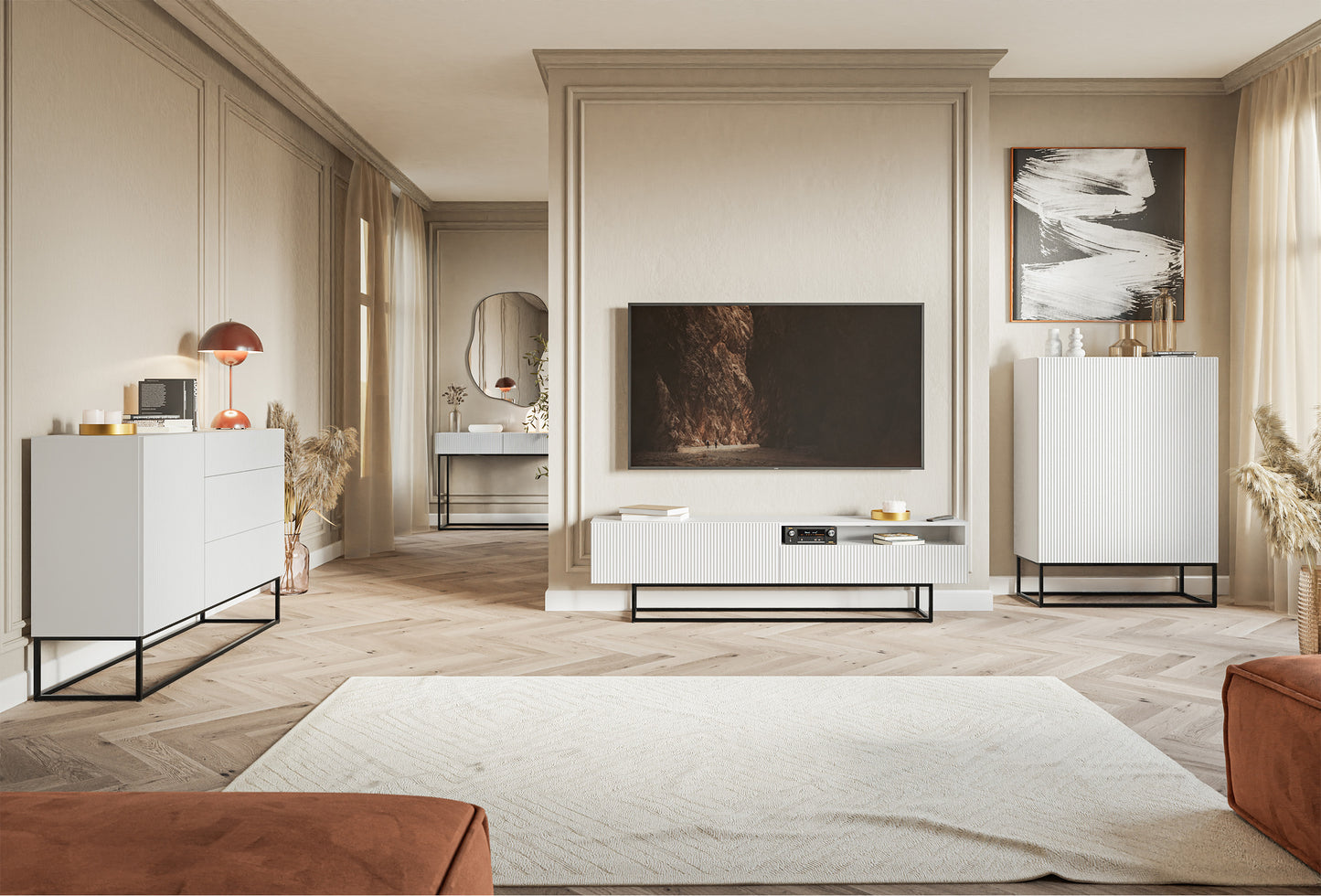 Kumode Velda 140/90/38 cm balts/melns - N1 Home