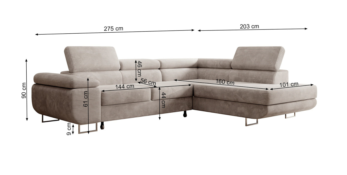 Dīvāns Steva 90/275/203 cm Poso 46 - N1 Home