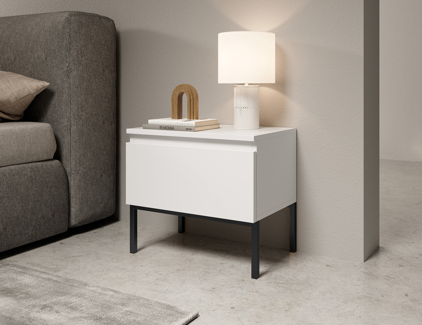 Naktsgaldiņš Bommo 43/49/32 cm balts