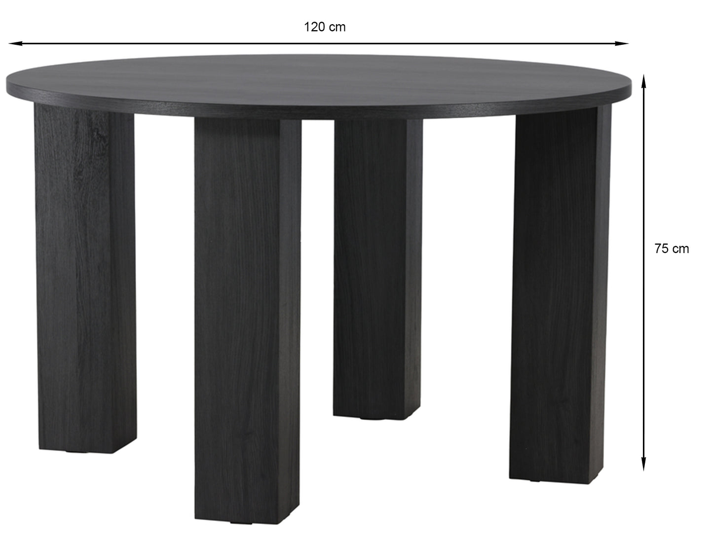 Galds Junas 120/120/75 cm melns - N1 Home