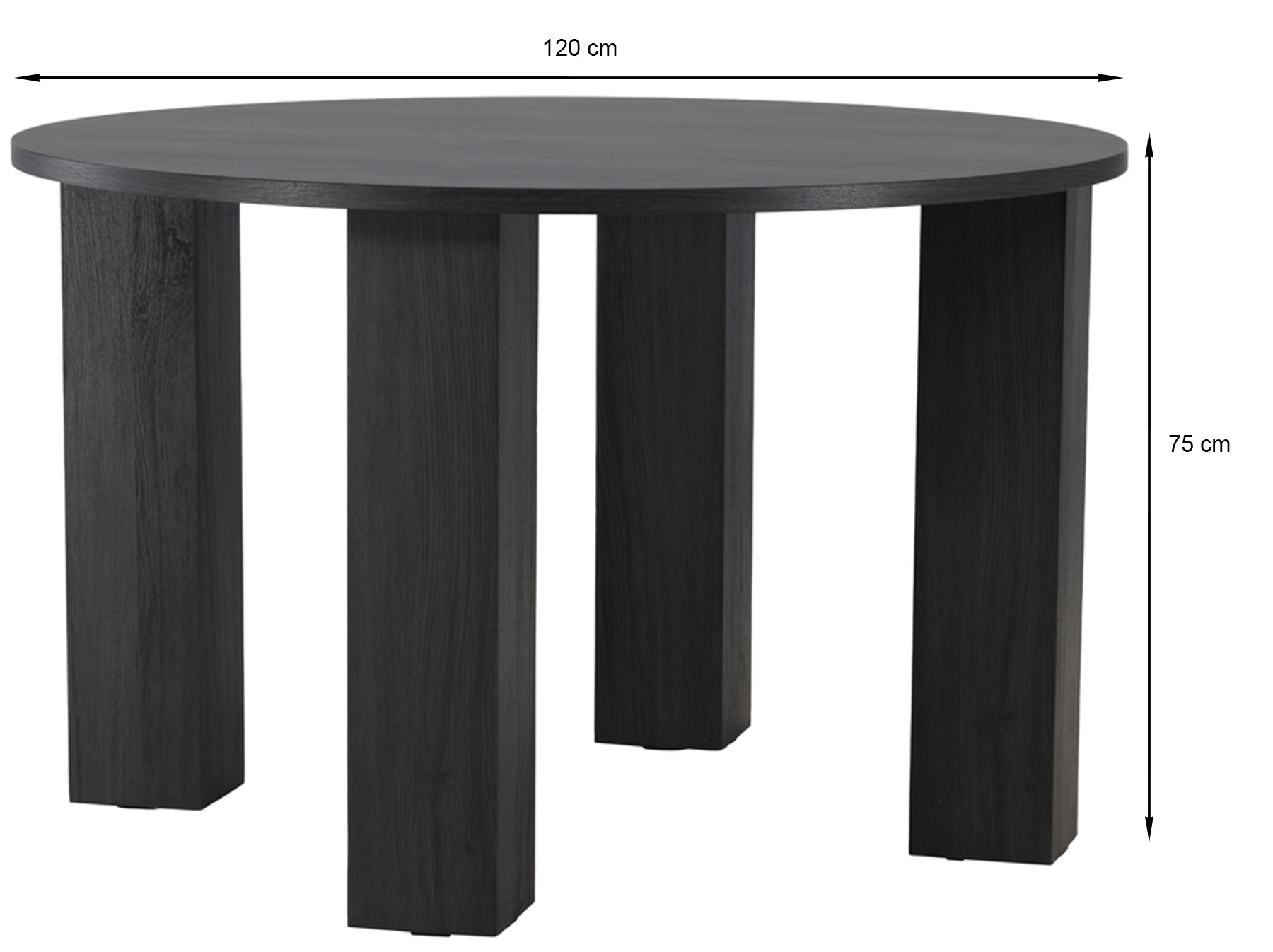 Galds Junas 120/120/75 cm melns - N1 Home