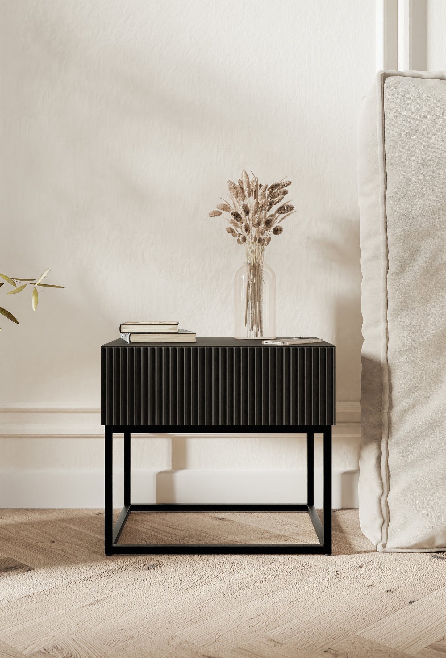 Naktsskapis Velda 50/44/35 cm melns/melns - N1 Home