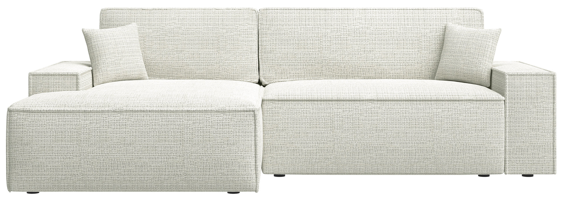 REFESE L-veida dīvāns ar gulēšanas funkciju un glabāšanas kasti, gaiši pelēks šenils, kreisa puse Cremona 01 - N1 Home