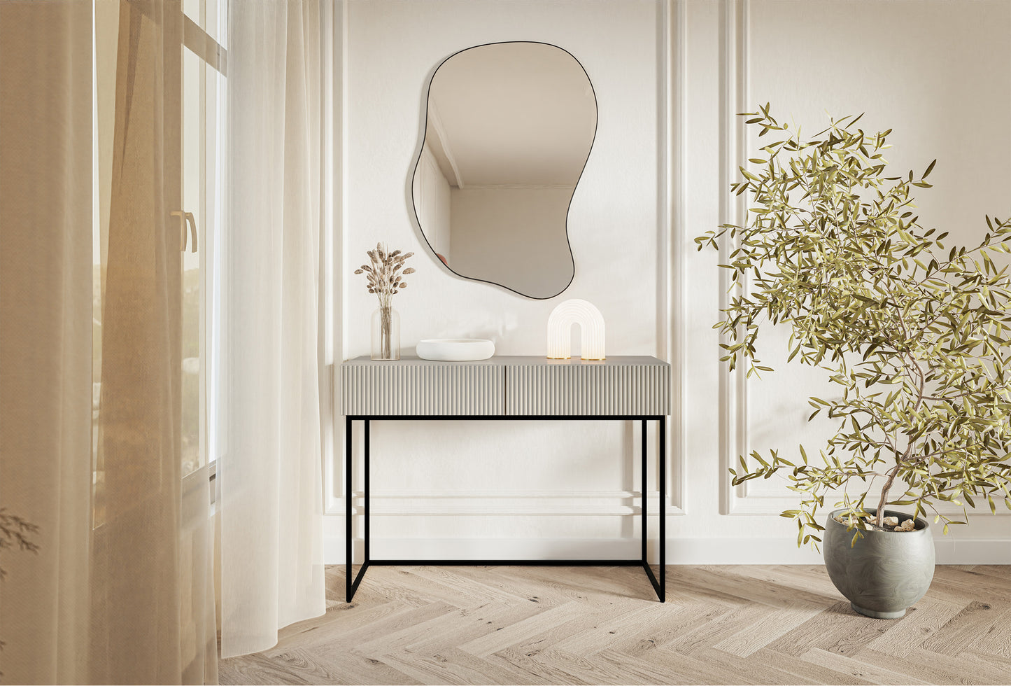 Konsole Velda 110/79/40 cm bēšs/melns