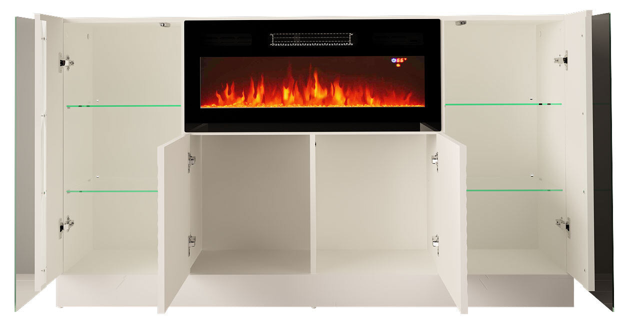 Kumode ar elektrisko kamīnu Dalika 160/90/35 cm balts