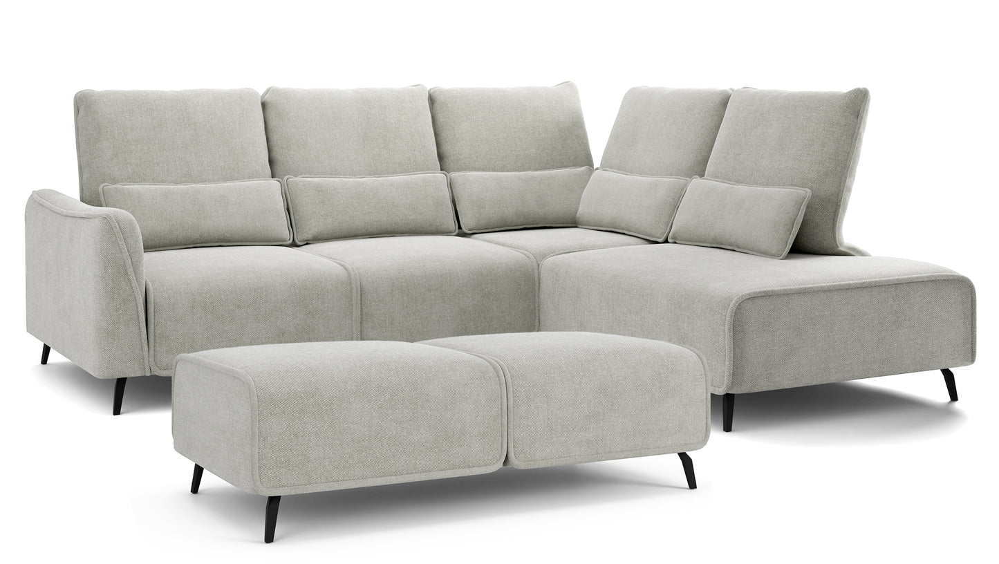 Dīvāns ar pufu Ruma 94/260/208 cm Storm 85 - N1 Home