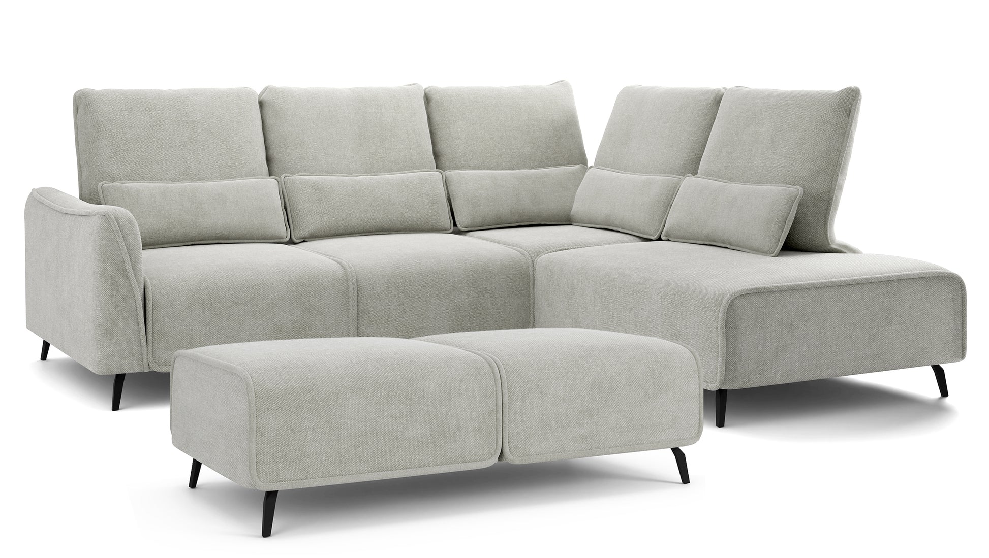 Dīvāns ar pufu Ruma 94/260/208 cm Storm 85 - N1 Home