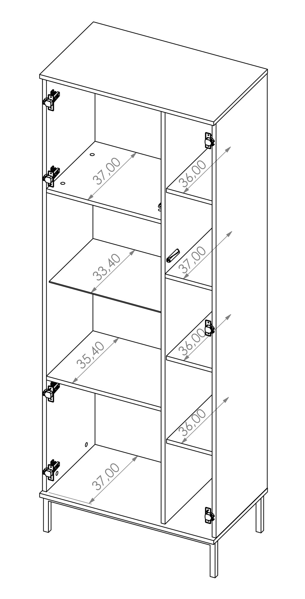 Vitīnas skapis Polka 190/70/41 cm balts - N1 Home