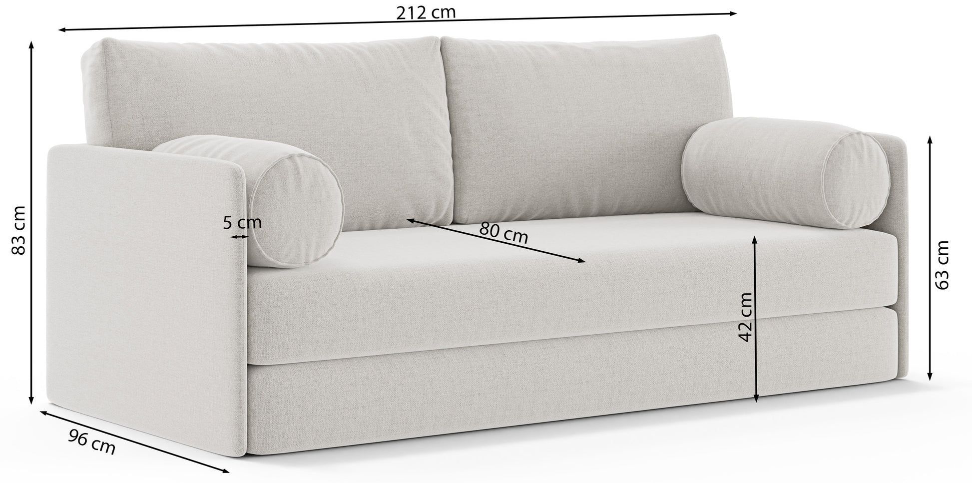 Dīvāns Estans 83/212/96 cm Verita 80 - N1 Home