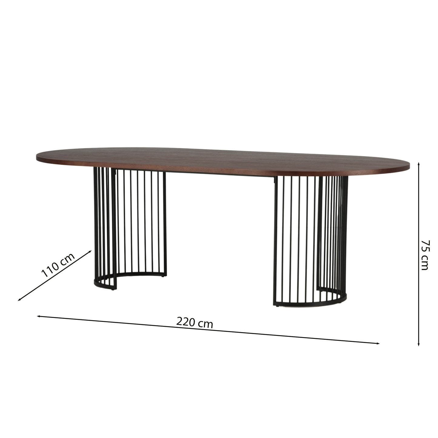 Galds Pesti 75/220/11 cm rieksts - N1 Home