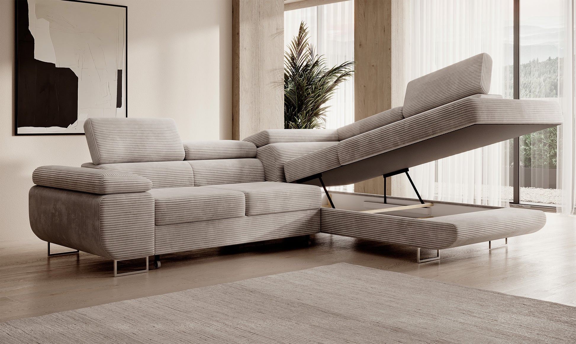 Dīvāns Steva 90/275/203 cm Poso 100 - N1 Home