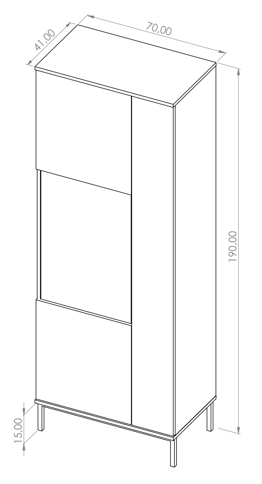 Vitīnas skapis Polka 190/70/41 cm melns - N1 Home