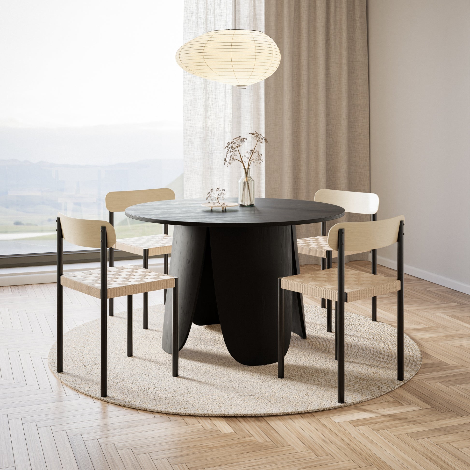 Krēsls Humpa ar biezi austu sēdekli/dabīgs ozols 51/78/51 cm bēšs - N1 Home