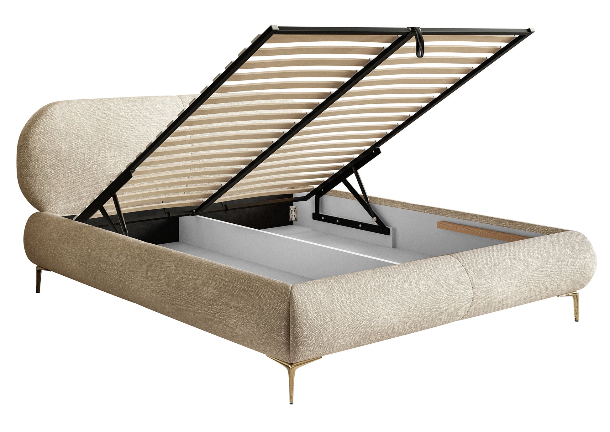 Gulta ar konteineru Valeo 140/160/180x 200 cm Melody 13 (Agmamito),zelta kājas - N1 Home