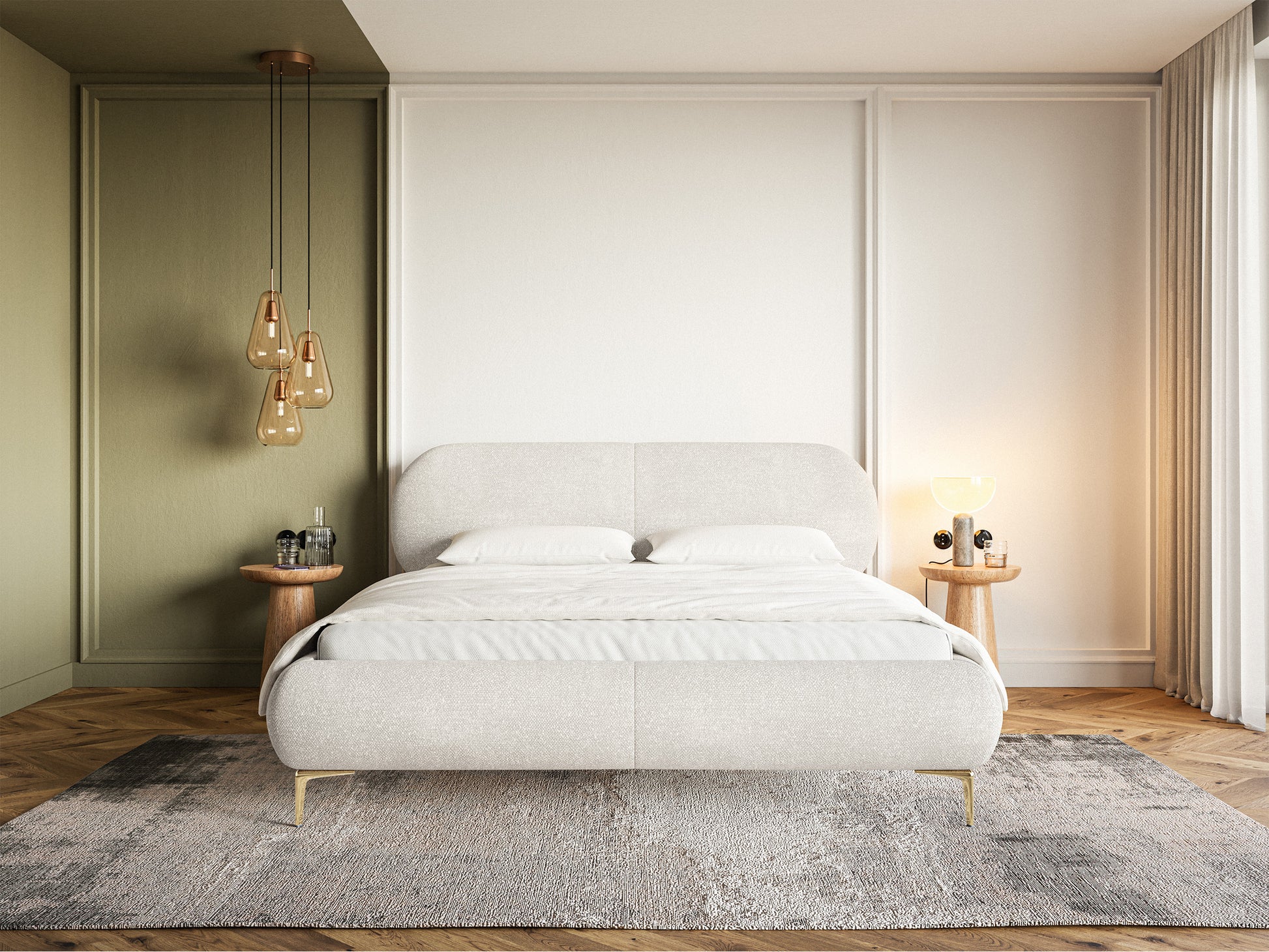 Gulta ar konteineru Valeo 140/160/180x 200 cm Melody 14 (Agmamito),zelta kājas - N1 Home