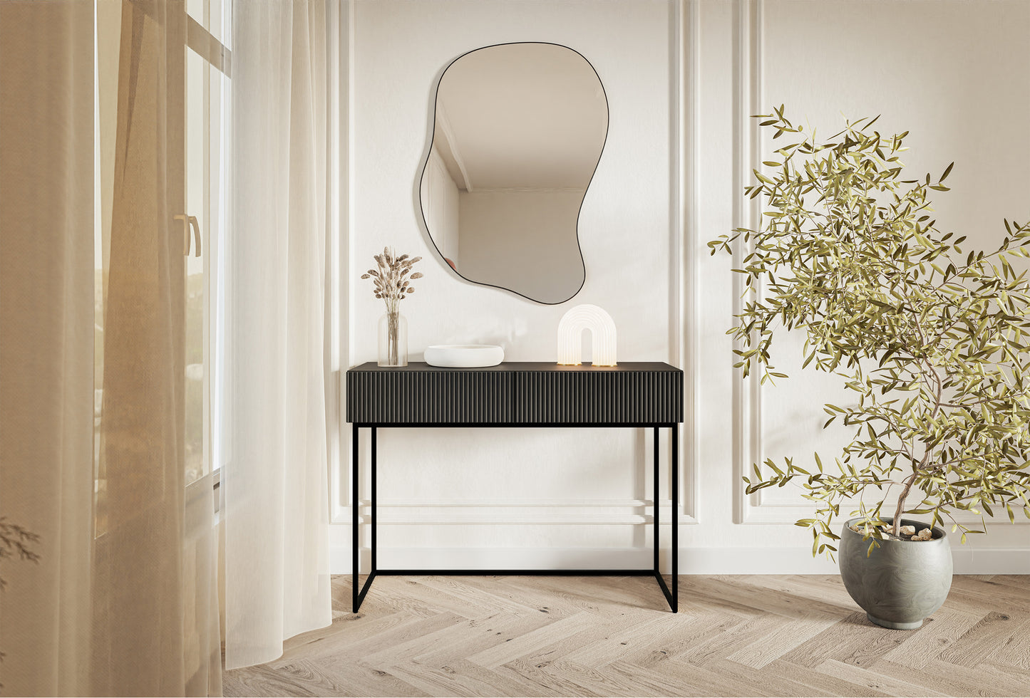 Konsole Velda 110/79/40 cm melns/melns