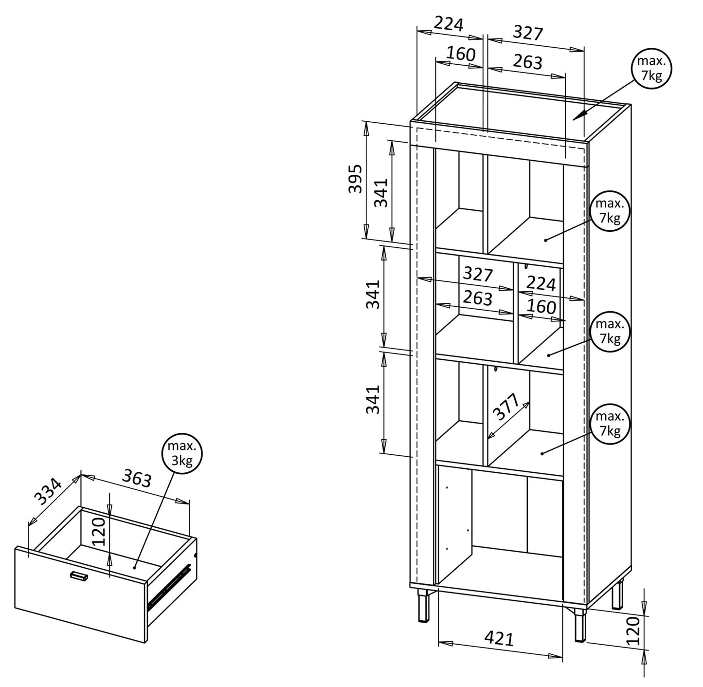 Skapis Lamos 55/153/38 cm melns/zelts
