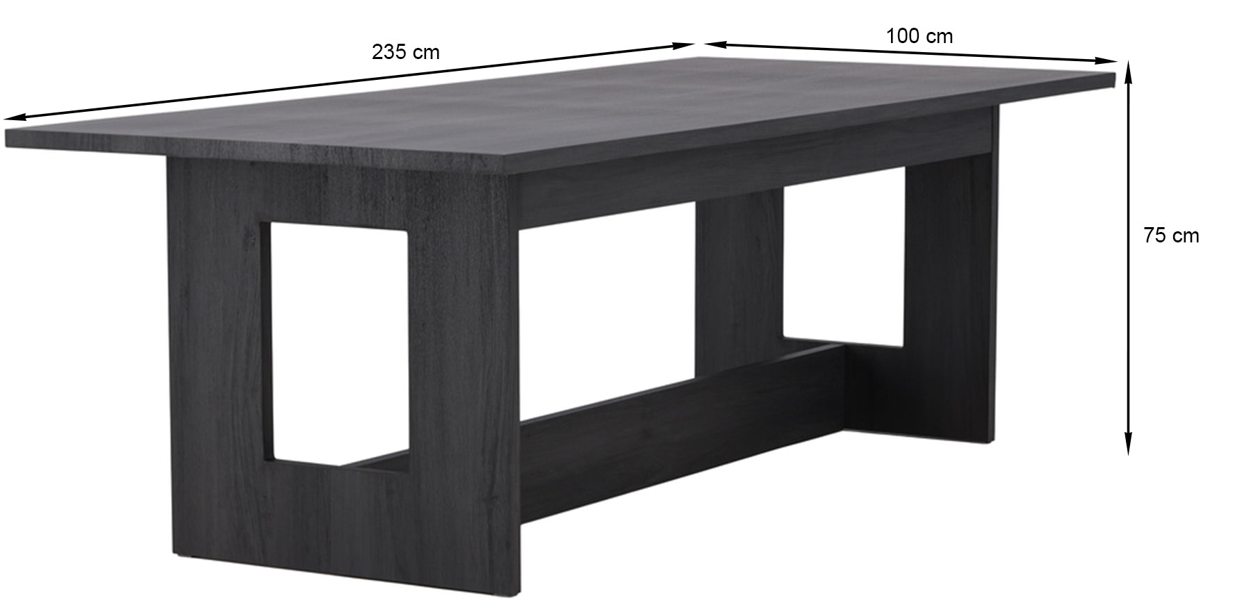 Galds Nores 235/75/100 cm melns ozols - N1 Home