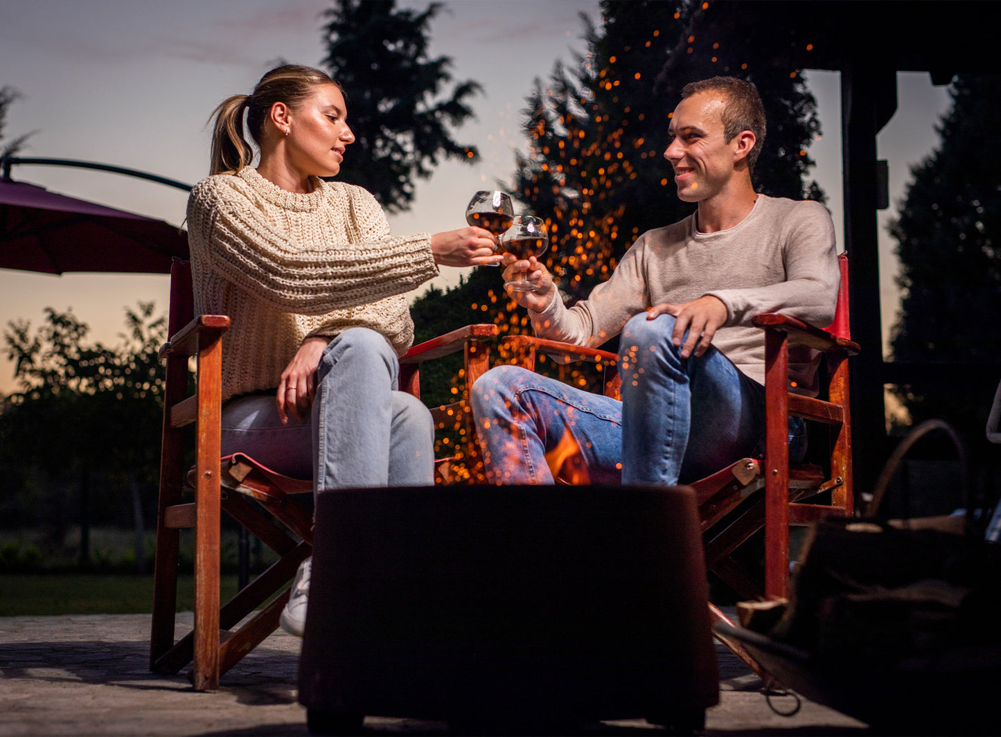 Bezdūmu kamīns Flyfire  56/33/56 cm melns - N1 Home