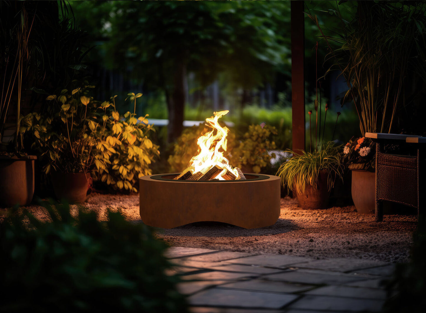 Dārza kamīns Cort round 70/30; 100/30 cm terakots - N1 Home