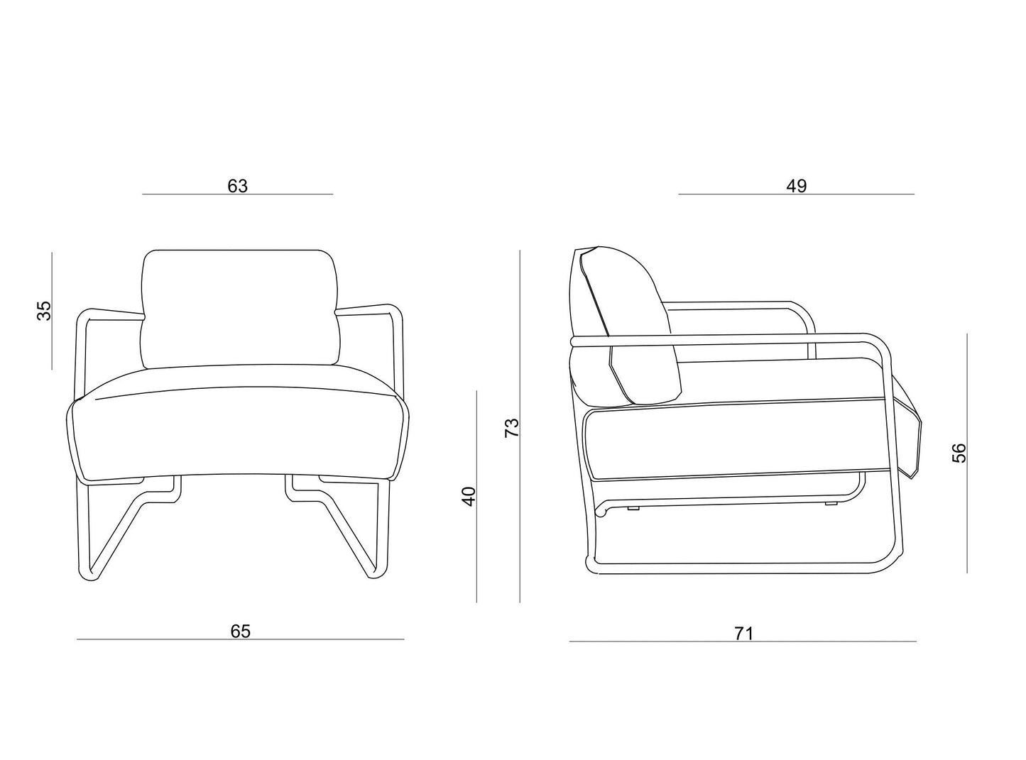 Krēsls Phans eko āda 73/65/71 cm pelēks - N1 Home