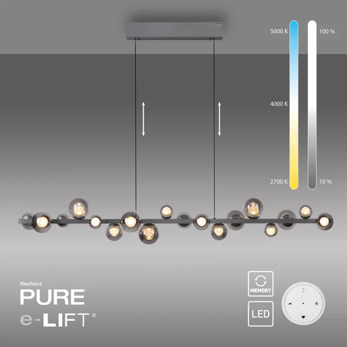 Piekaramā lampa PURE E-Popup 29/240/180 cm pelēks - N1 Home