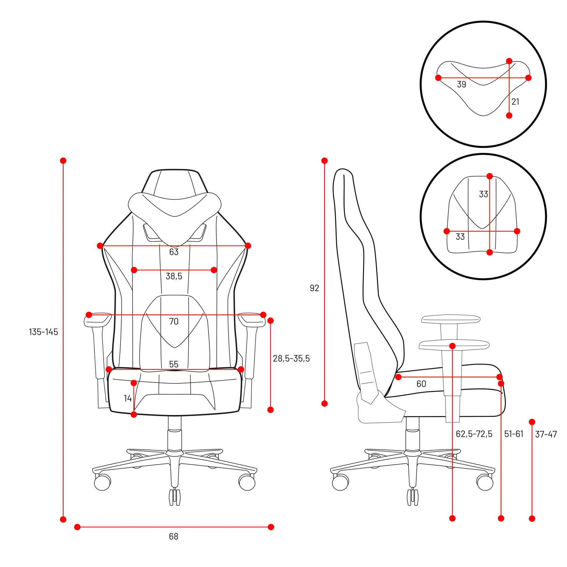 Krēsls X - P 124-134/68/47; 134-145/68/55 cm tumšā saulespuķe - N1 Home