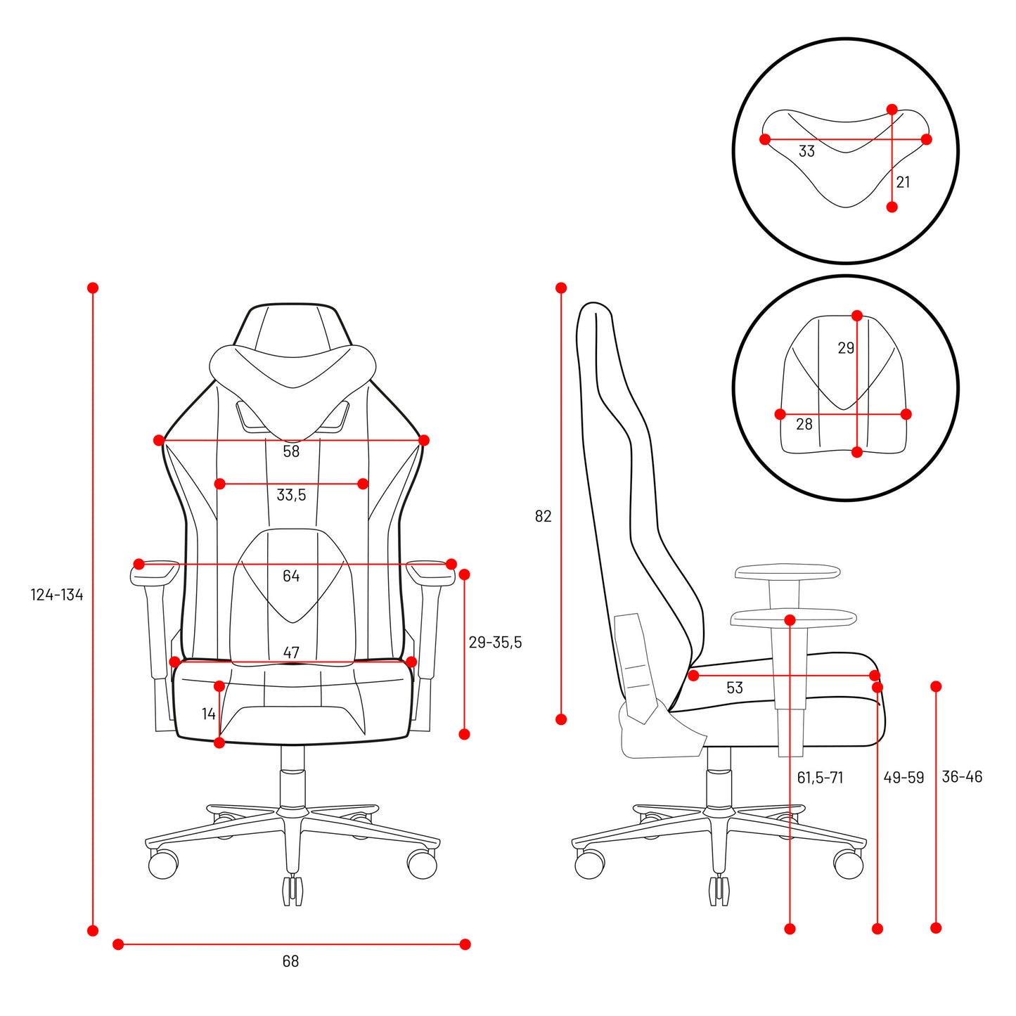 Krēsls X - P 124-134/68/47 cm rozā/balts - N1 Home