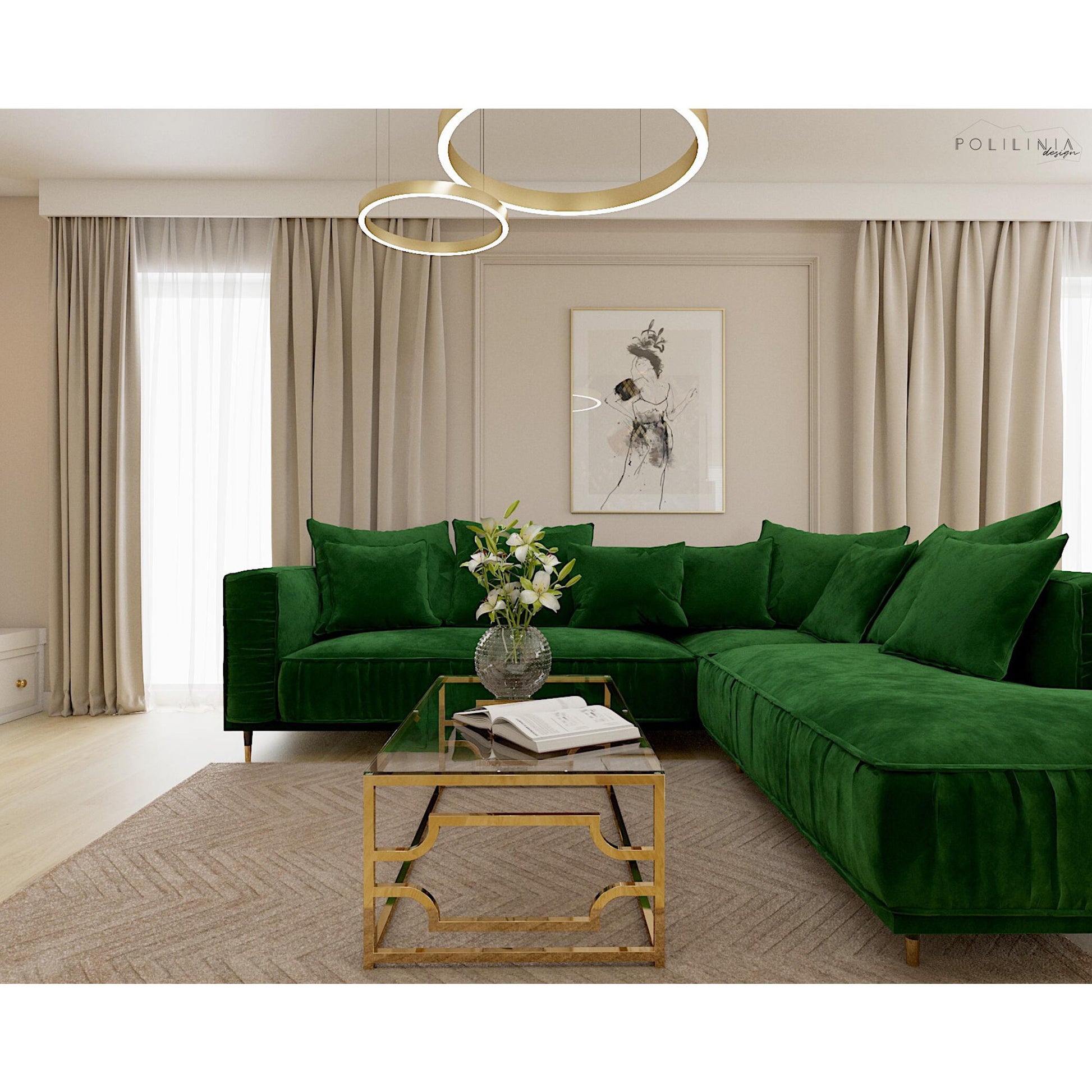 Dīvāns Bellissa Corners Befame Set 2 250/295/104 cm sinepes - N1 Home