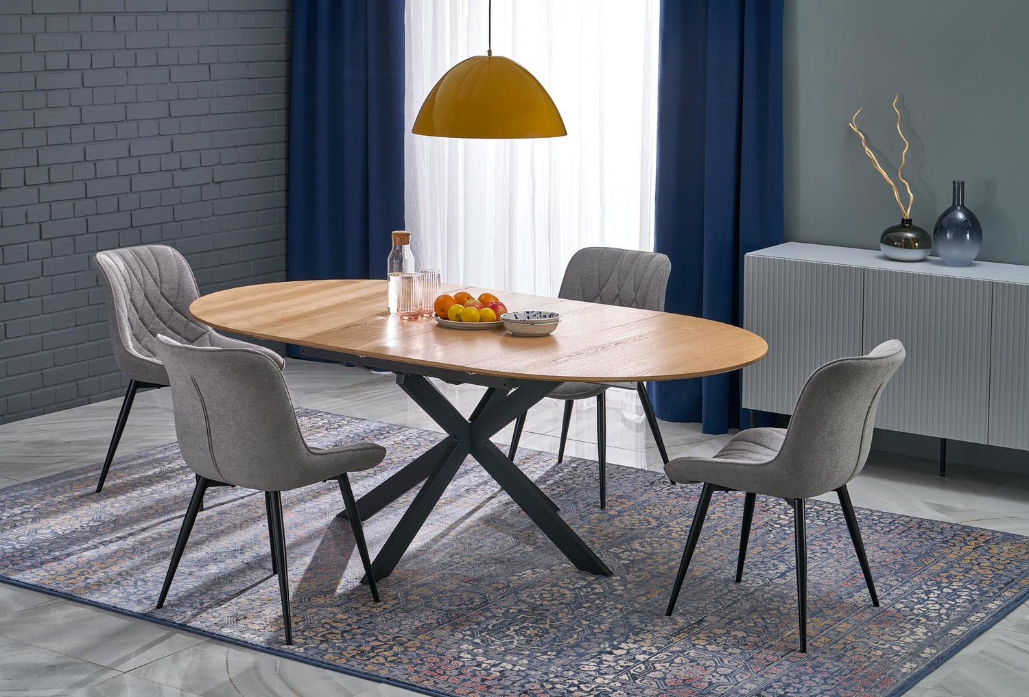 Galds Acos 120/120/75 cm dabīgs/ melns - N1 Home