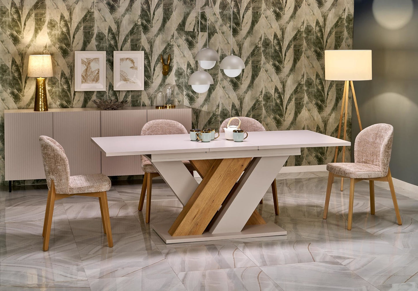 Galds Brans 160/90/77 cm kremonas ozols/kašmirs - N1 Home