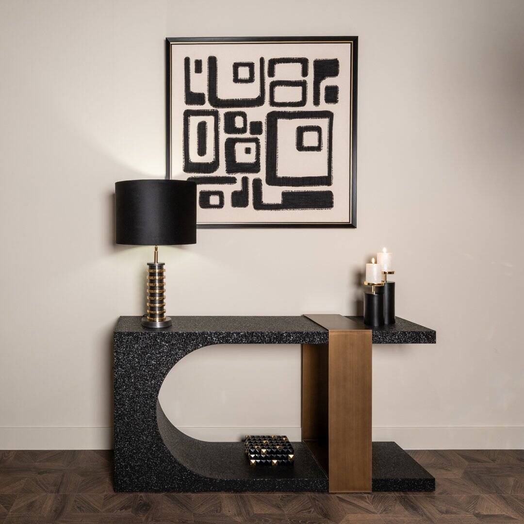 Konsole Alexander Jones Richmond Interiors 76/150/36 cm melns/zelts (Bazel)