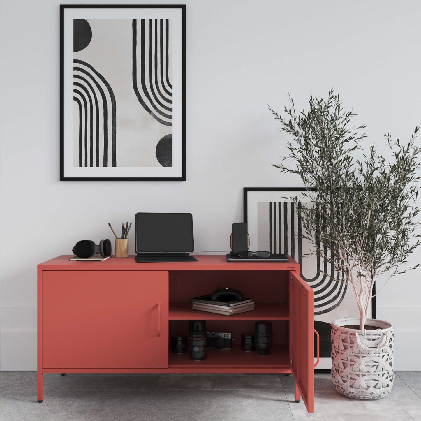 Metāla skapis Ros 115/59,5/40 cm sarkans - N1 Home