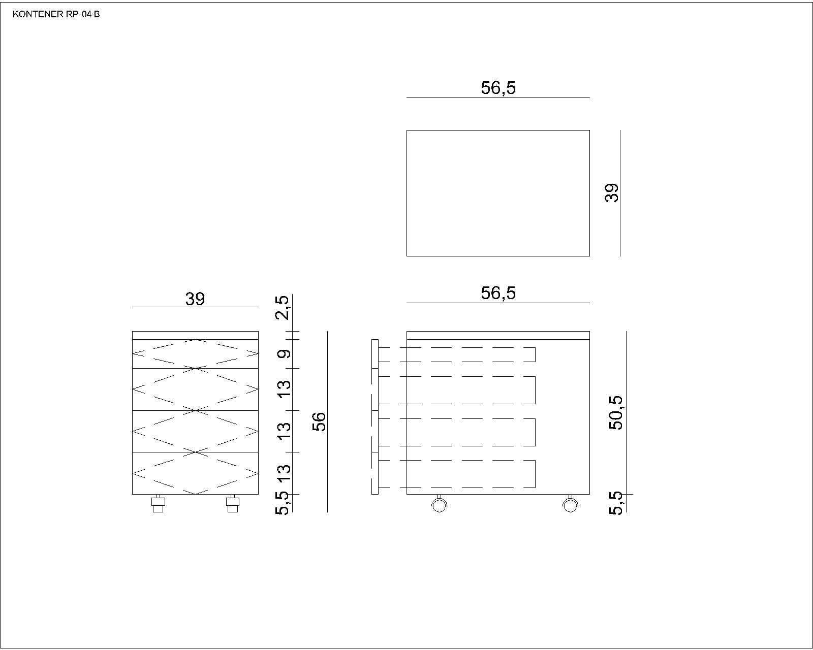 Biroja kumode Nurb 4 56/39/56/ cm melns - N1 Home