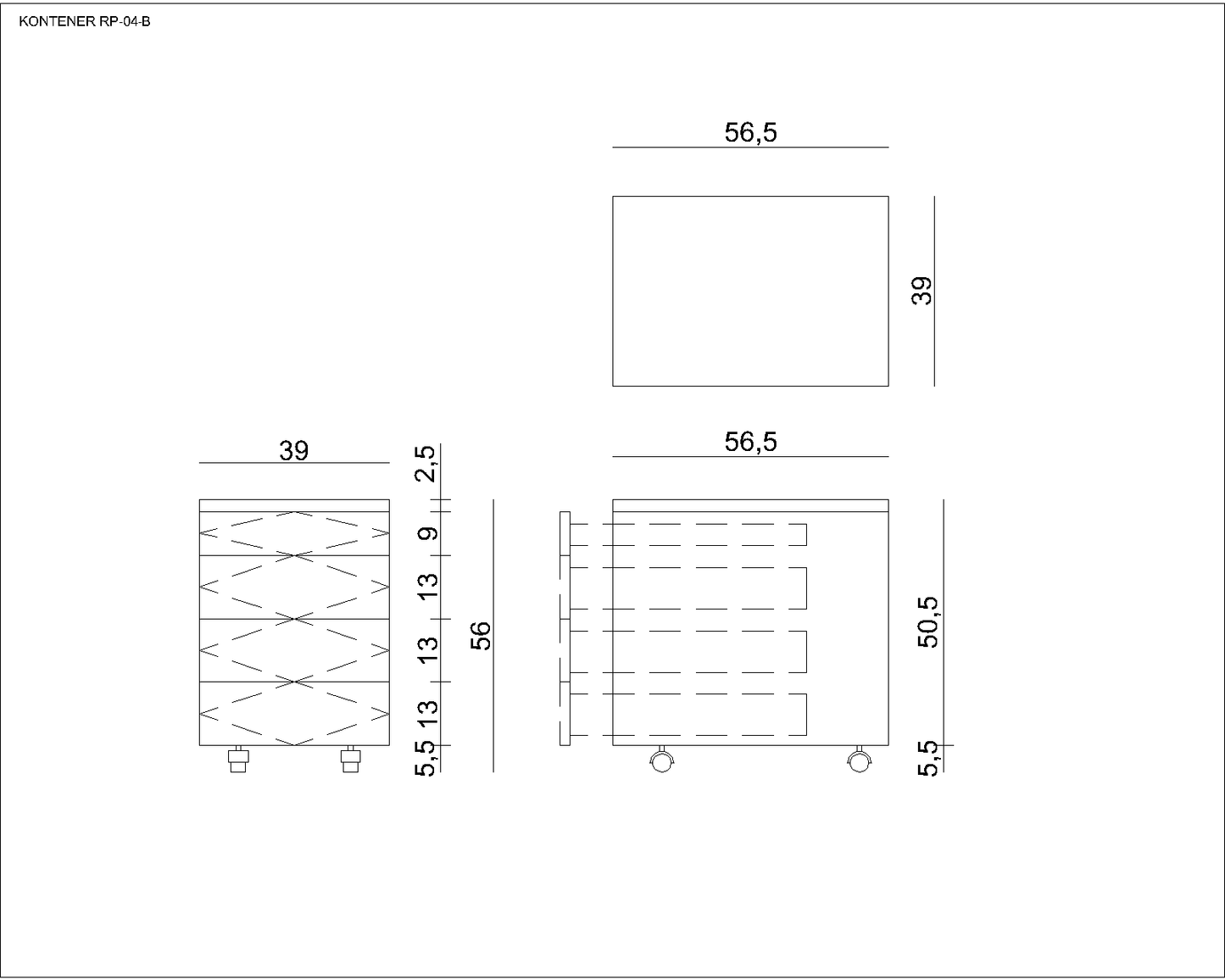 Biroja kumode Nurb 4 56/39/56/ cm sudrabs - N1 Home