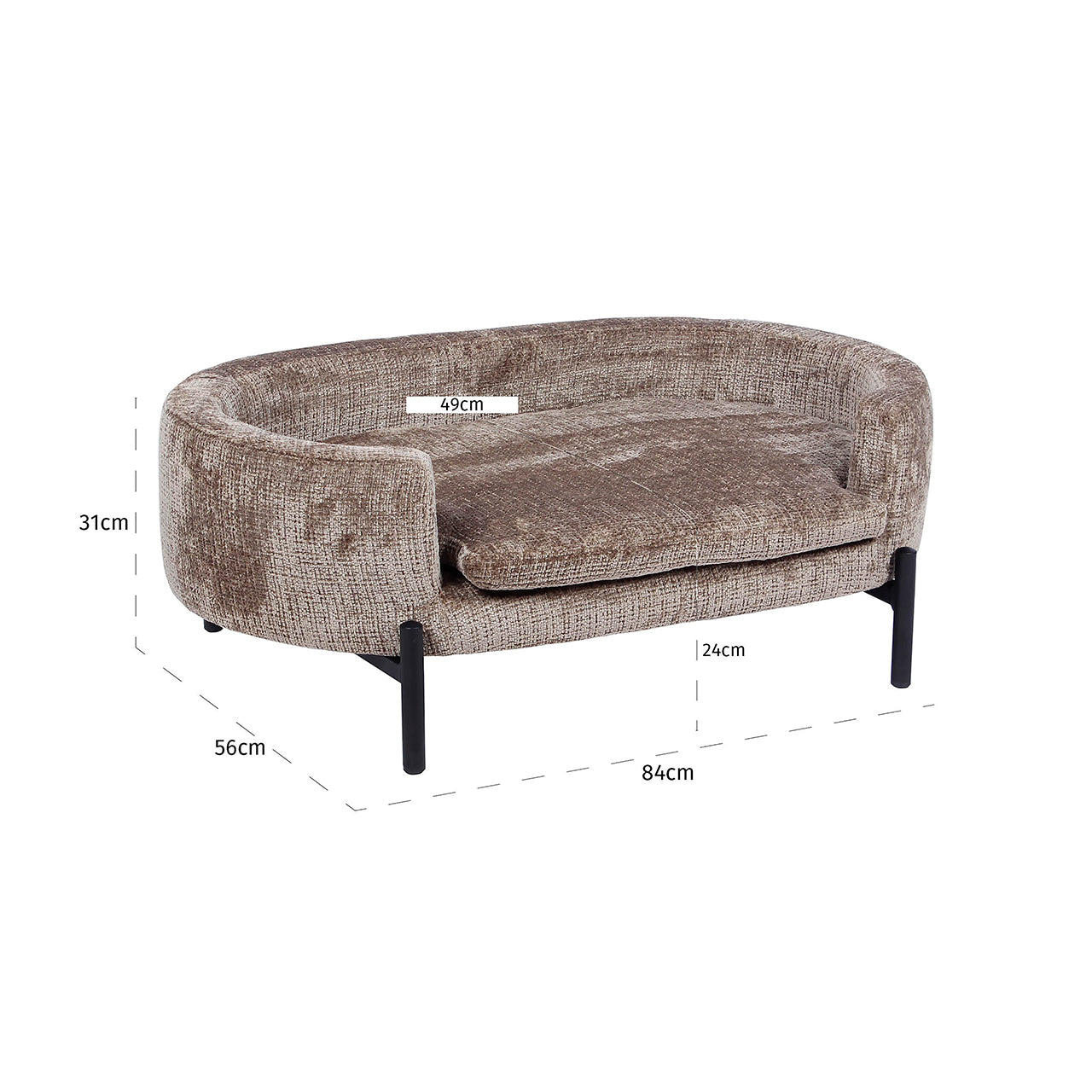 Mājdzīvnieku gulta Dolly Rchmond Interiors 31/84/56 cm Niagara 104 Stone Chenille - N1 Home