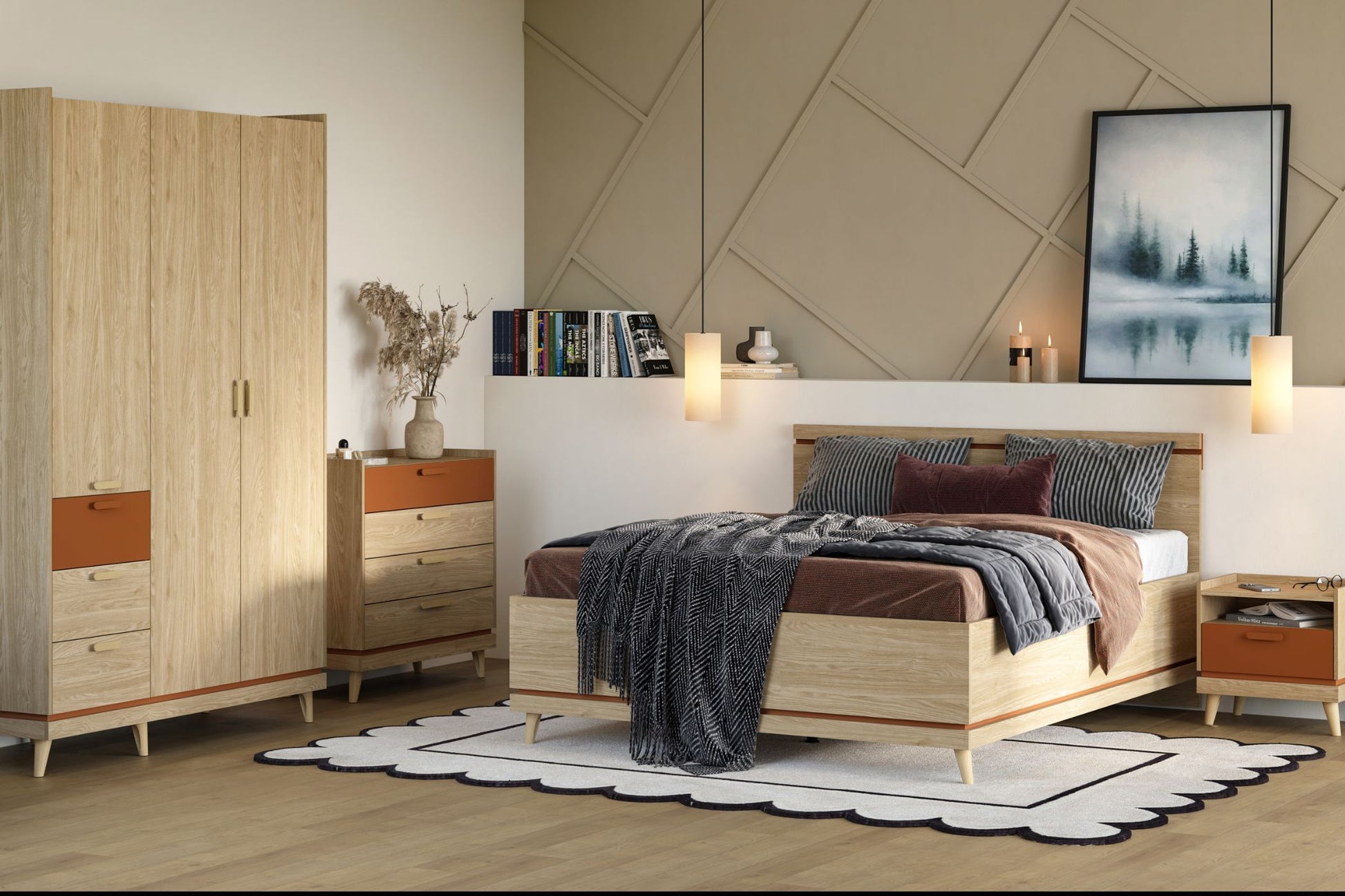 Skapis Skanija  144;190/215/57 cm ozols - N1 Home