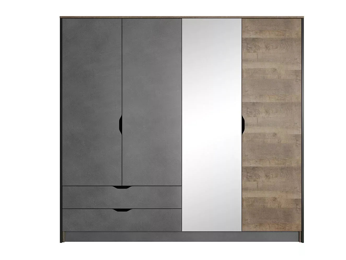 Skapis Ardi 220/204/56 cm ozols, smilšu krāsas, grunge/matera - N1 Home