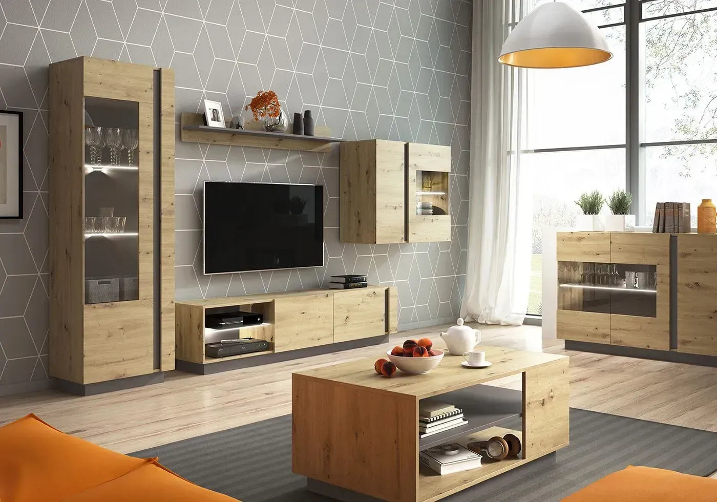 Kafijas galdiņš Arci 100/45,5/60 cm antracit/ozols - N1 Home