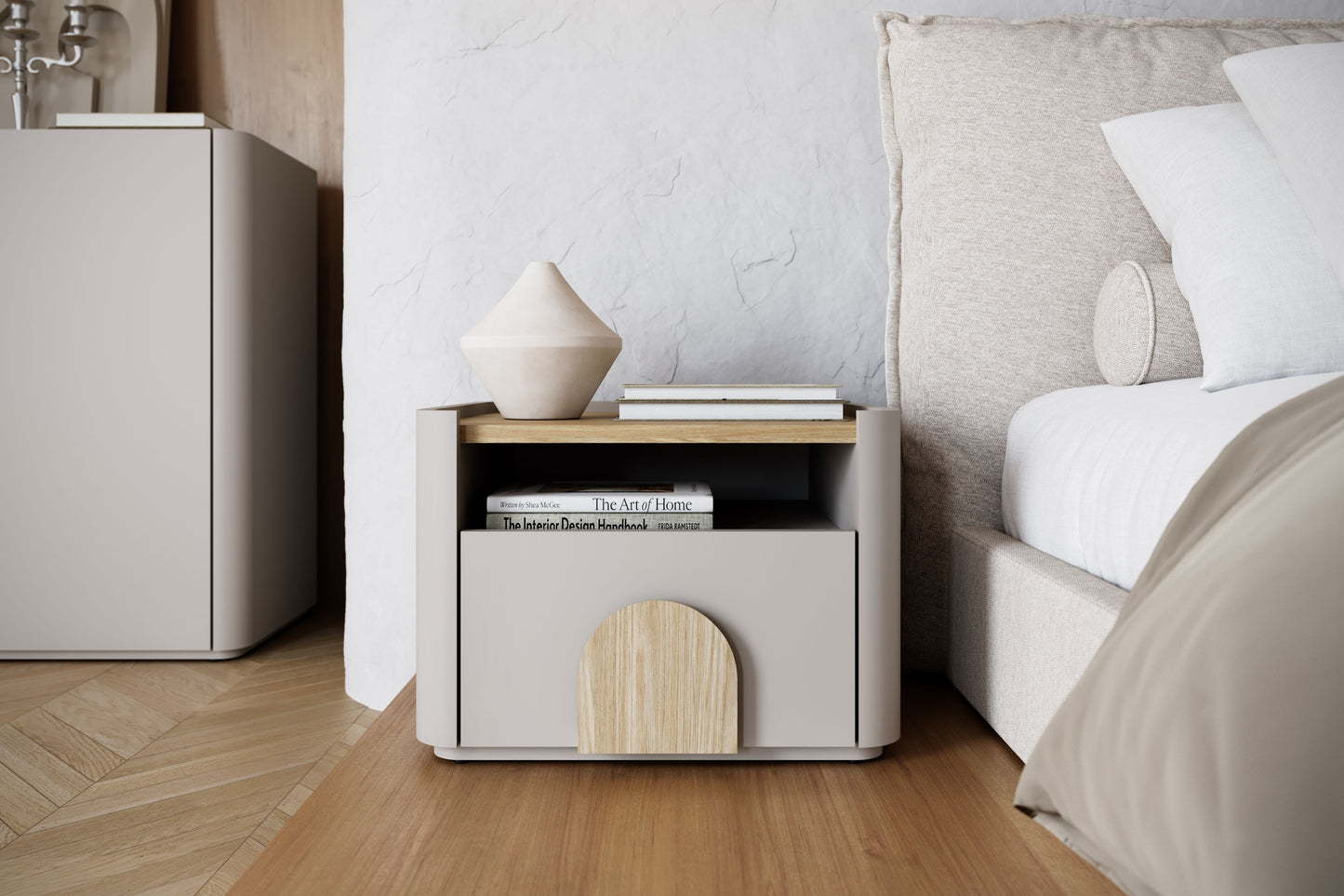 Naktsgaldiņš Amil 48/35.5/48 cm Kašmirs / Eļļots ozols / Gaišs ozols - N1 Home