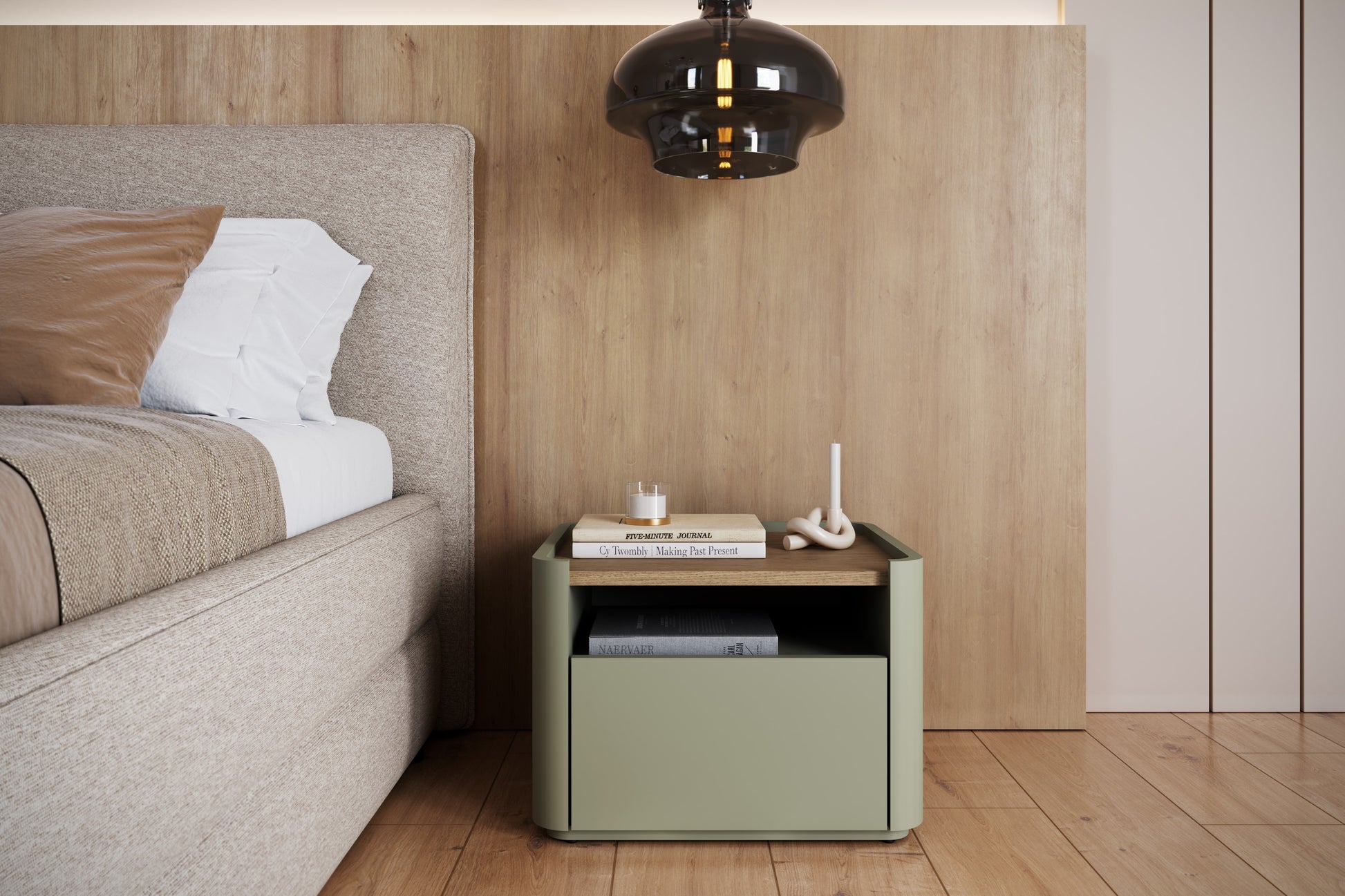 Naktsskapītis Elva 48/35.5/48 cm Eikalipts / Baltijas kāpu ozols - N1 Home