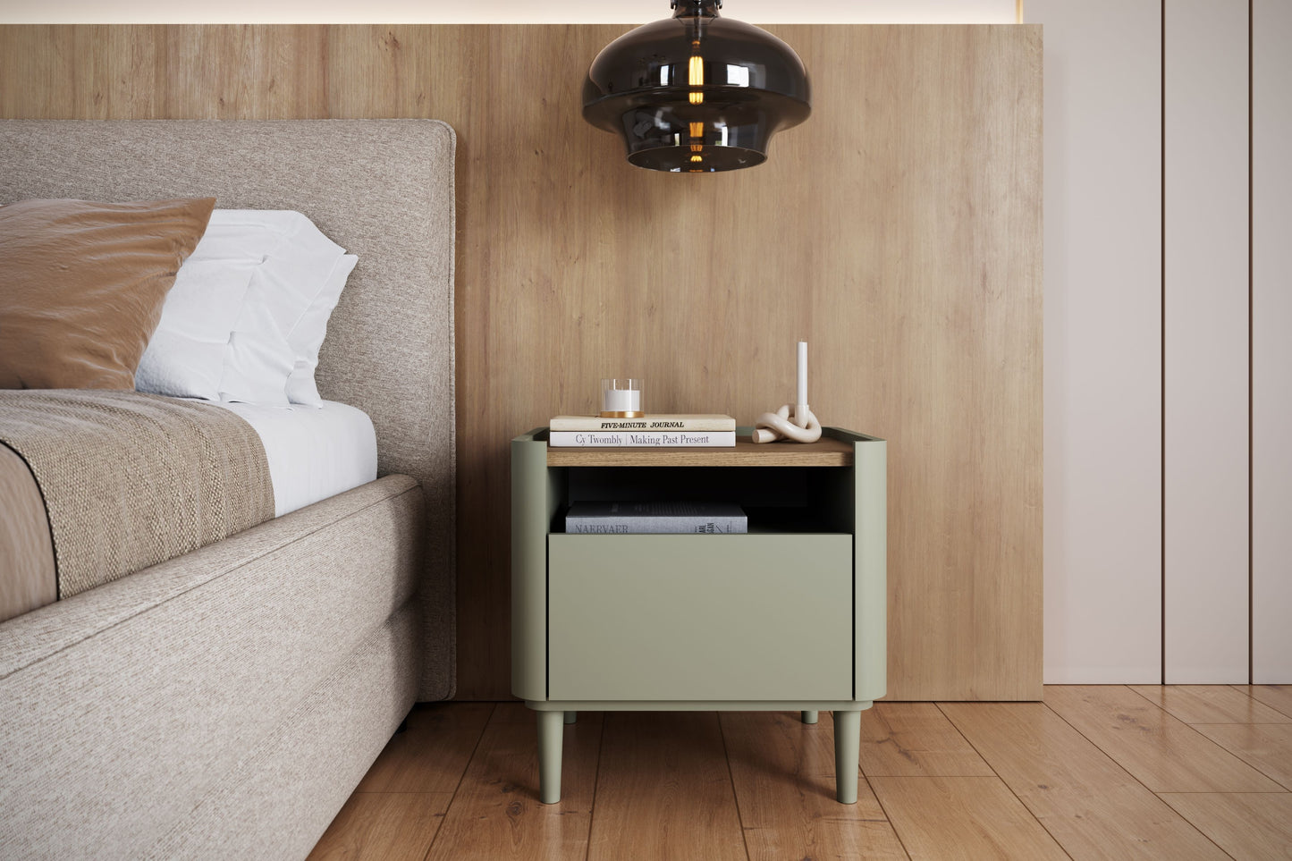 Naktsskapītis Elva 48/48/48 cm Eikalipts / Baltijas kāpu ozols - N1 Home