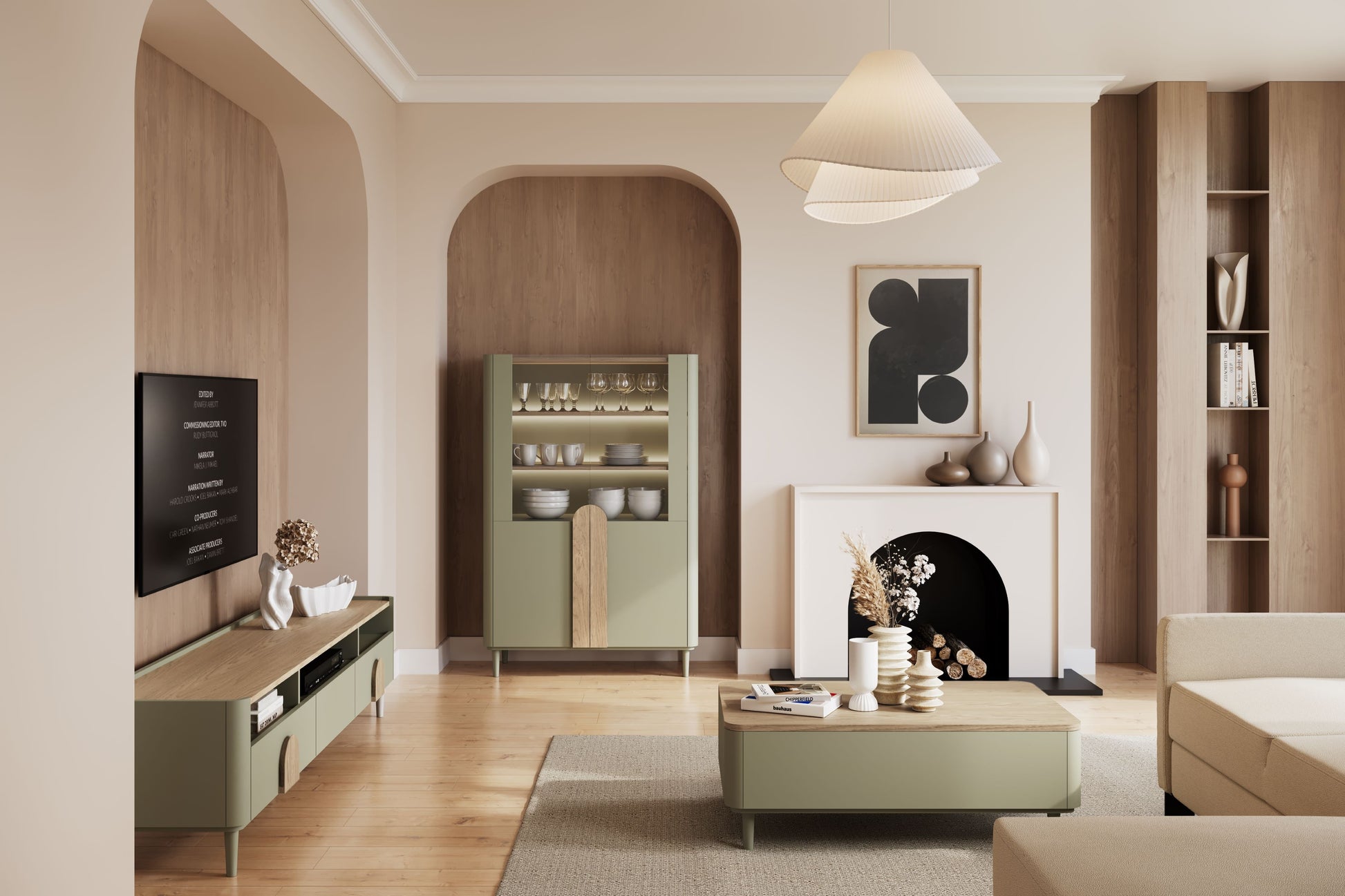 TV skapis Amil 200/48/48 cm Eikalipts / Baltijas kāpu ozols / Dabīgais ozols - N1 Home