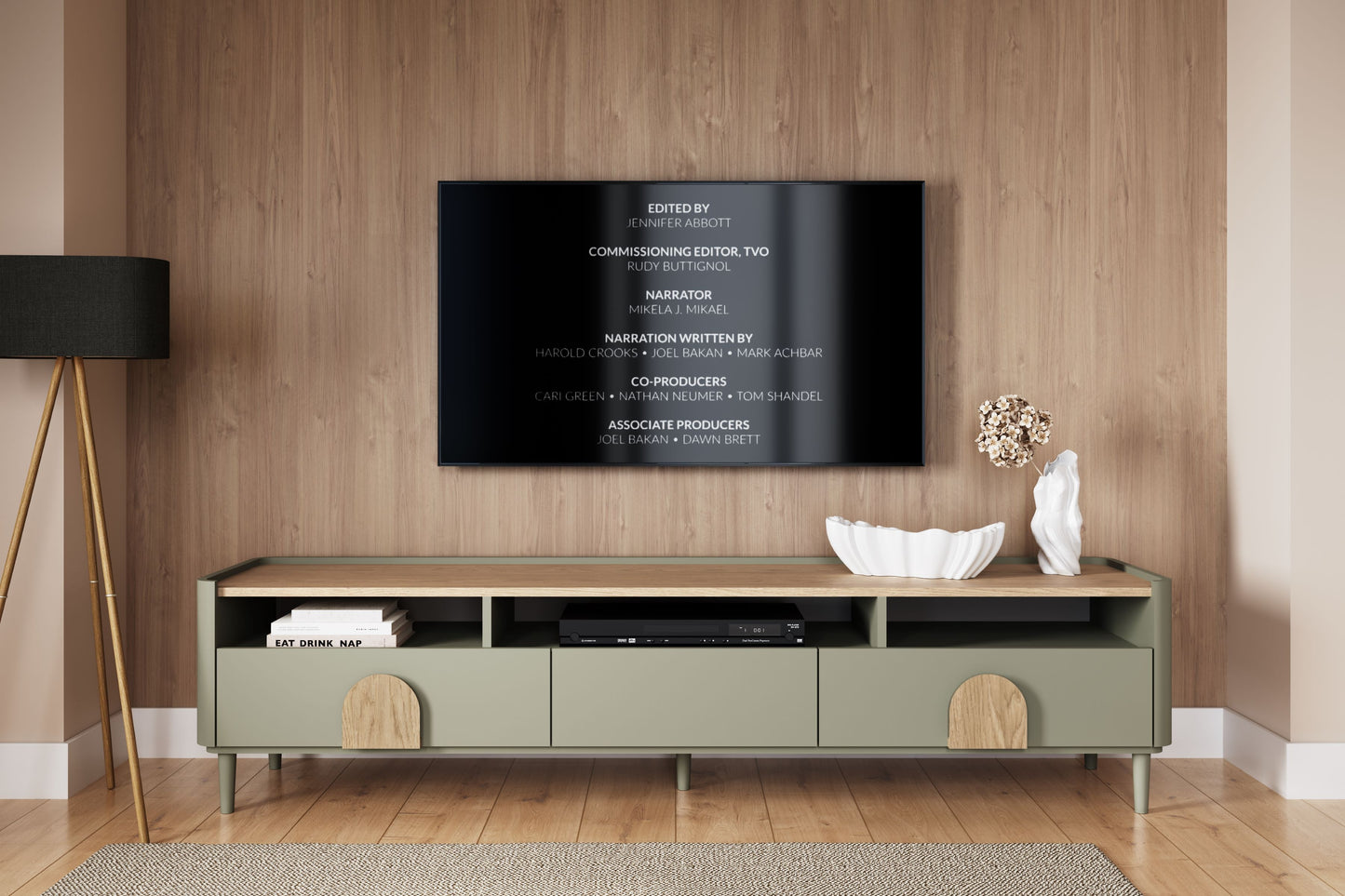 TV skapis Amil 200/48/48 cm Eikalipts / Baltijas kāpu ozols / Dabīgais ozols - N1 Home