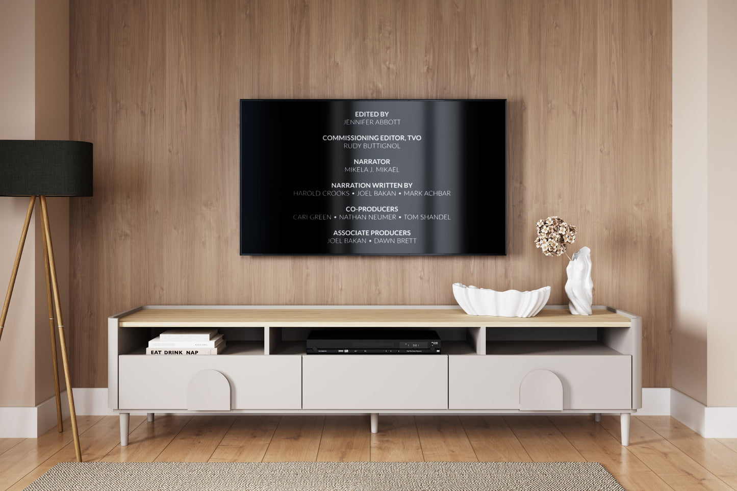 TV skapis Amil 200/48/48 cm Kašmirs / Eļļots ozols - N1 Home