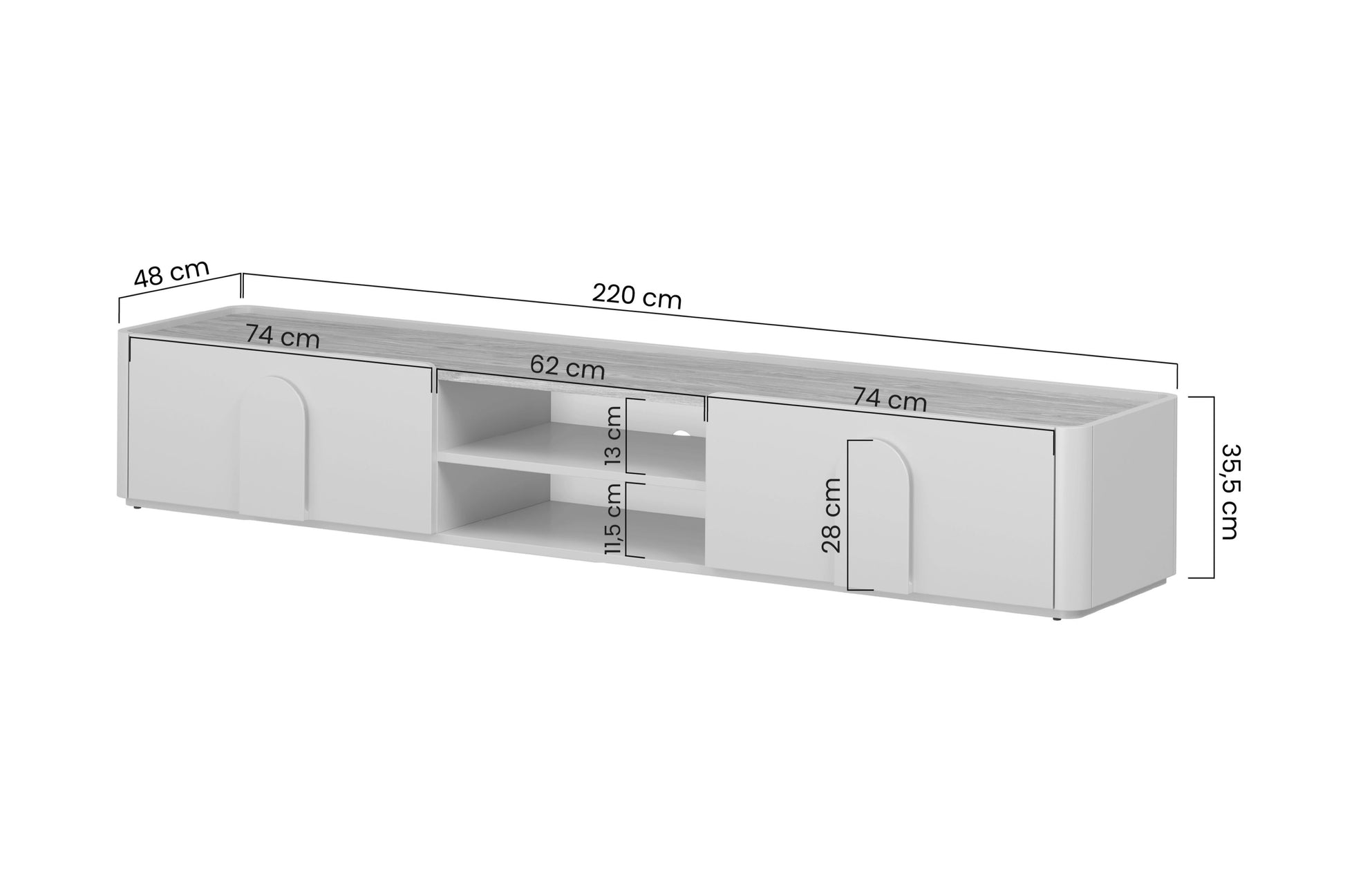 TV skapis Amil 220/35.5/48 cm Kašmirs / Eļļots ozols - N1 Home