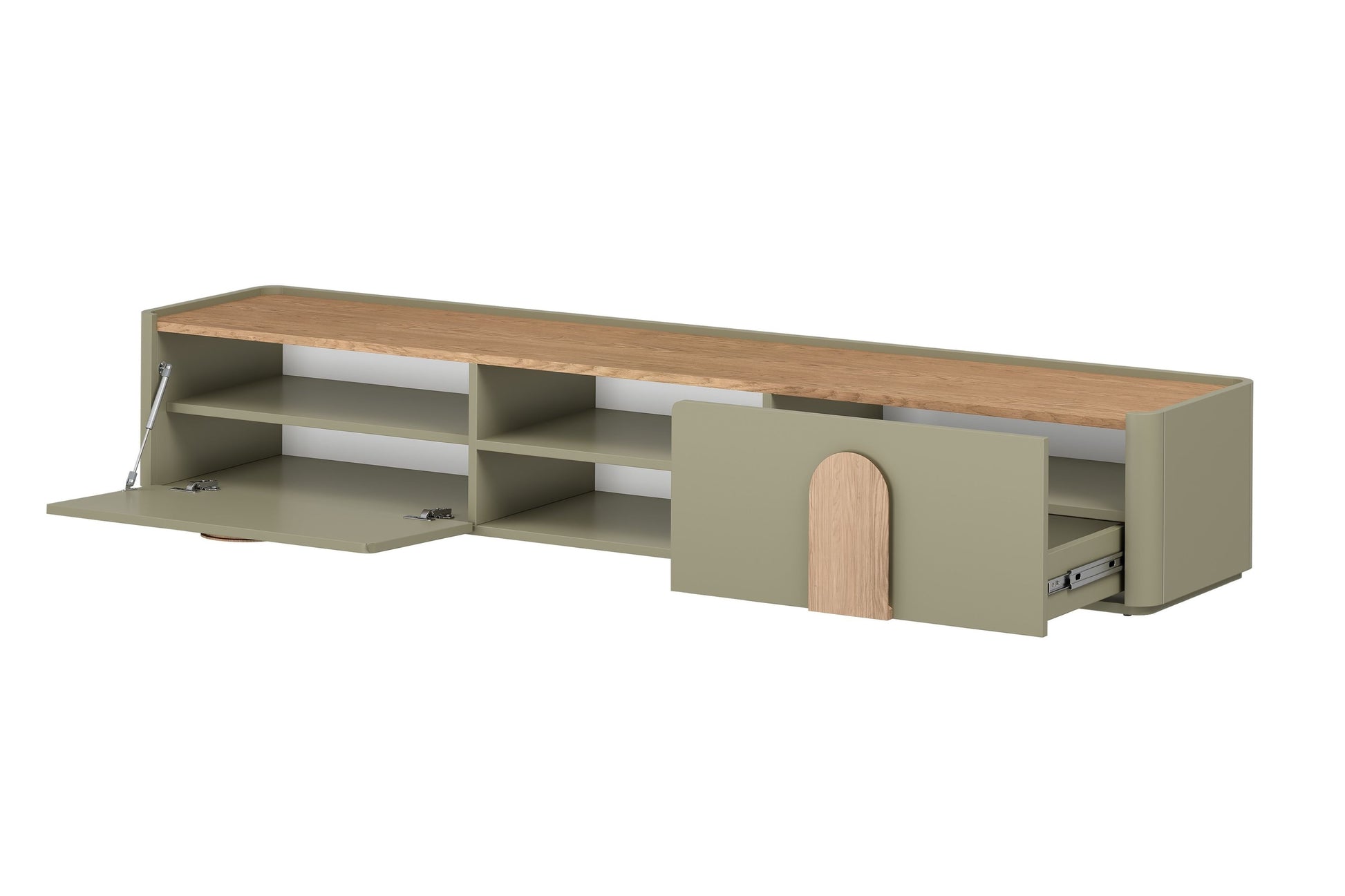 TV skapis Amil 220/35.5/48 cm Eikalipts / Baltijas kāpu ozols / Dabīgais ozols - N1 Home