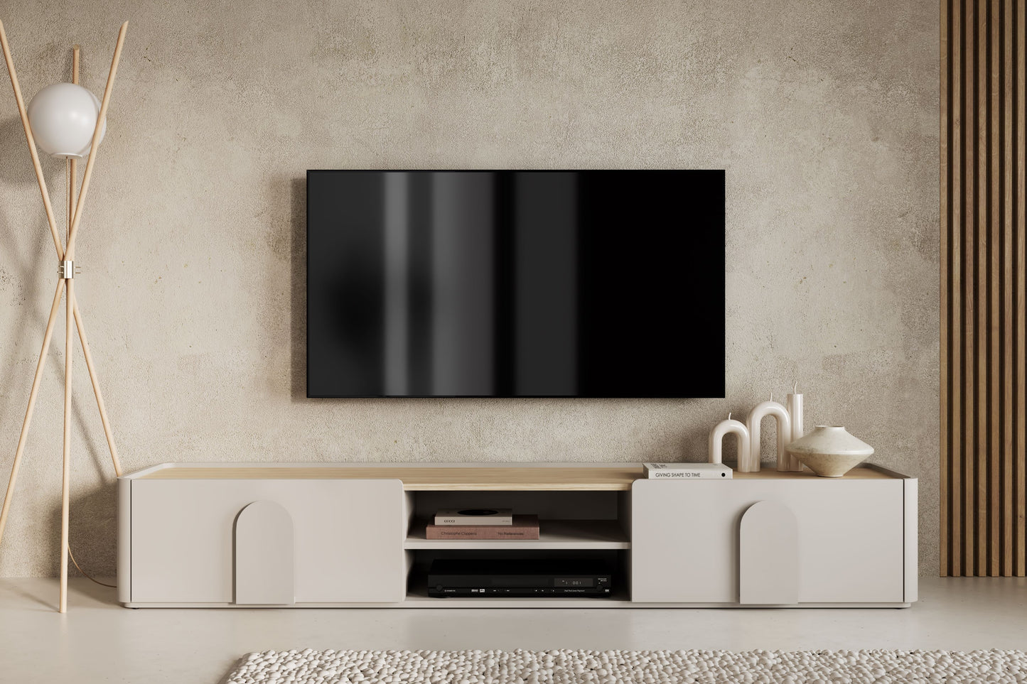 TV skapis Amil 220/35.5/48 cm Kašmirs / Eļļots ozols - N1 Home