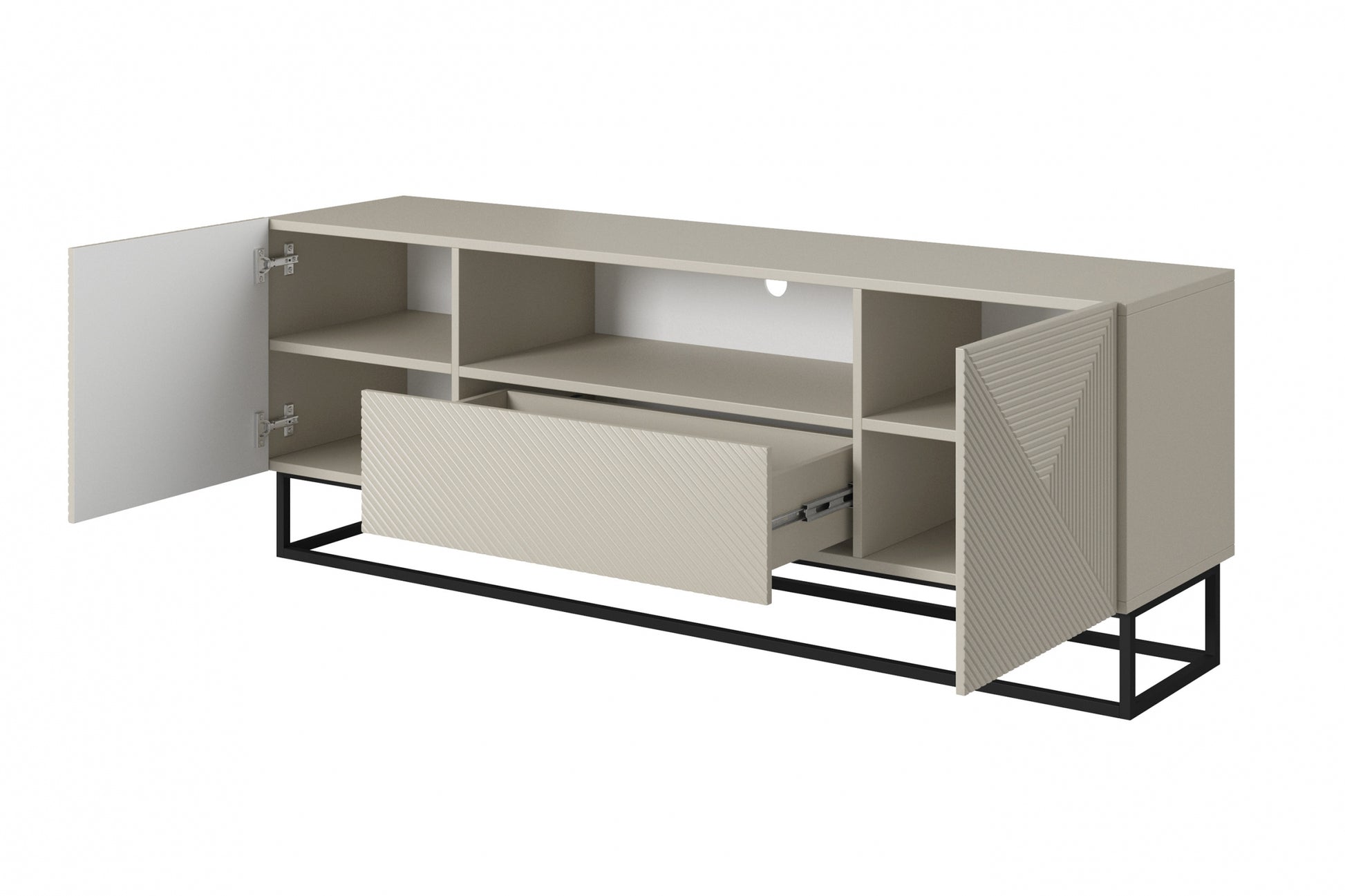 OSLO RTV kumode uz metāla kājām 167/60/40 cm kašmirs/melns - N1 Home